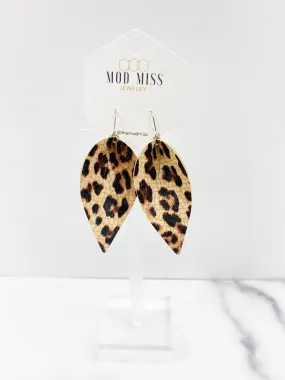 Leather Petal Earring Leopard Crackle