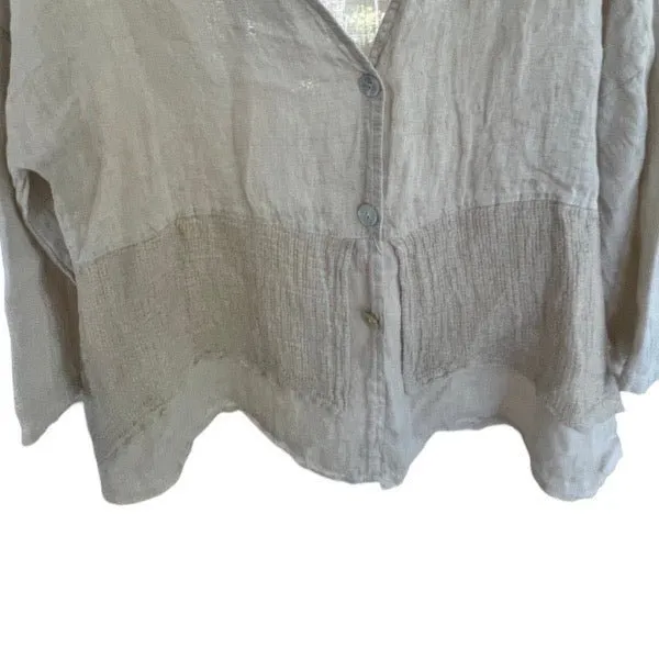 Linen Jacket shirt with mother of pearl buttons