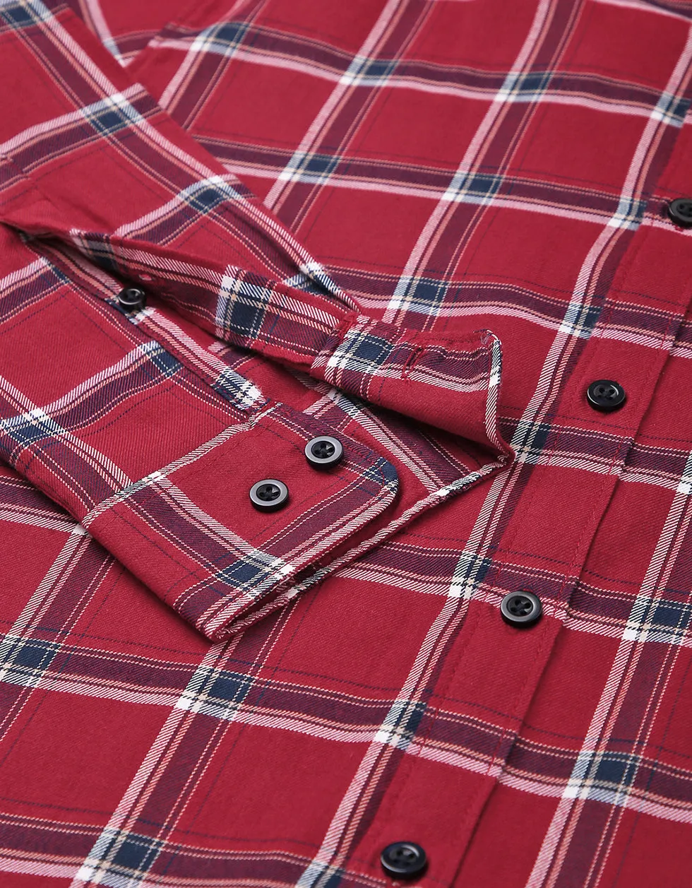 Maroon Checks Printed Shirt