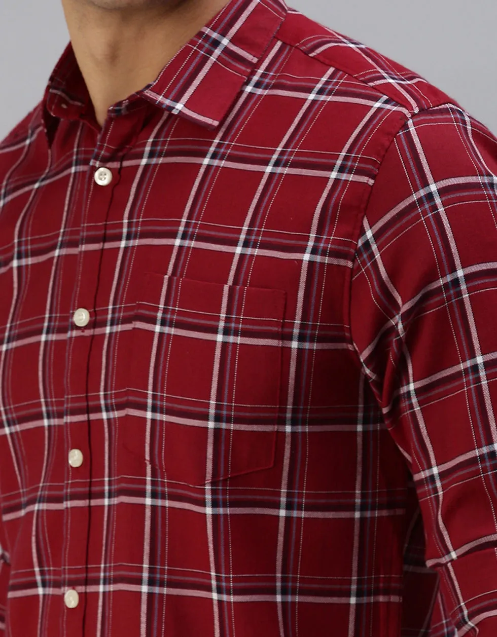 Maroon Checks Printed Shirt