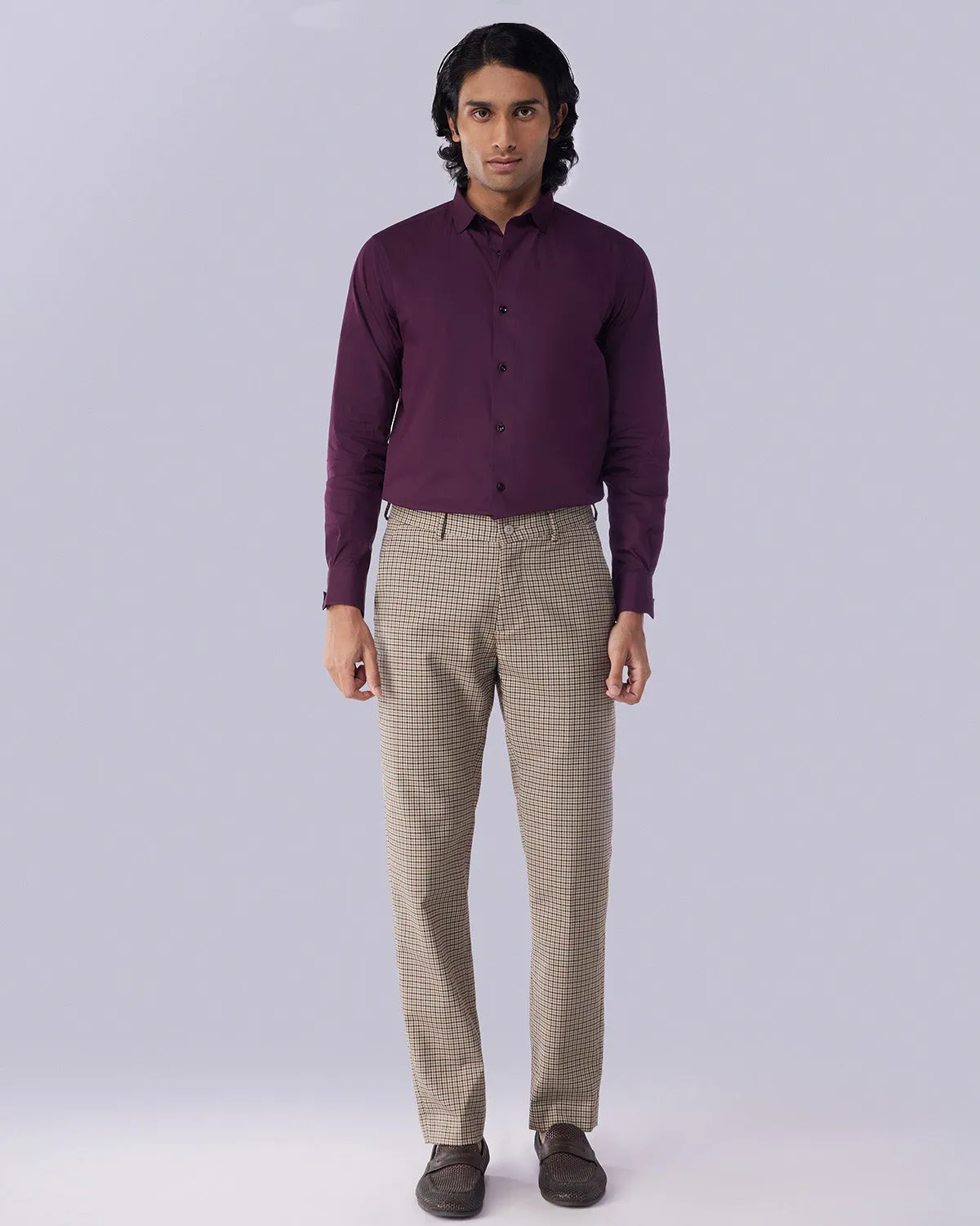 Maroon Stretch Poplin Shirt