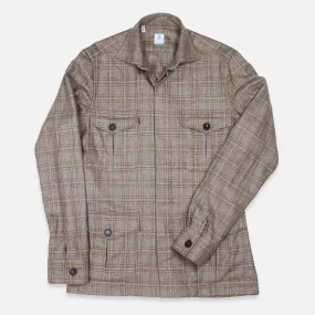 Mole Grey Rust Brown Checked Cashmere Vicuña Safari Jacket