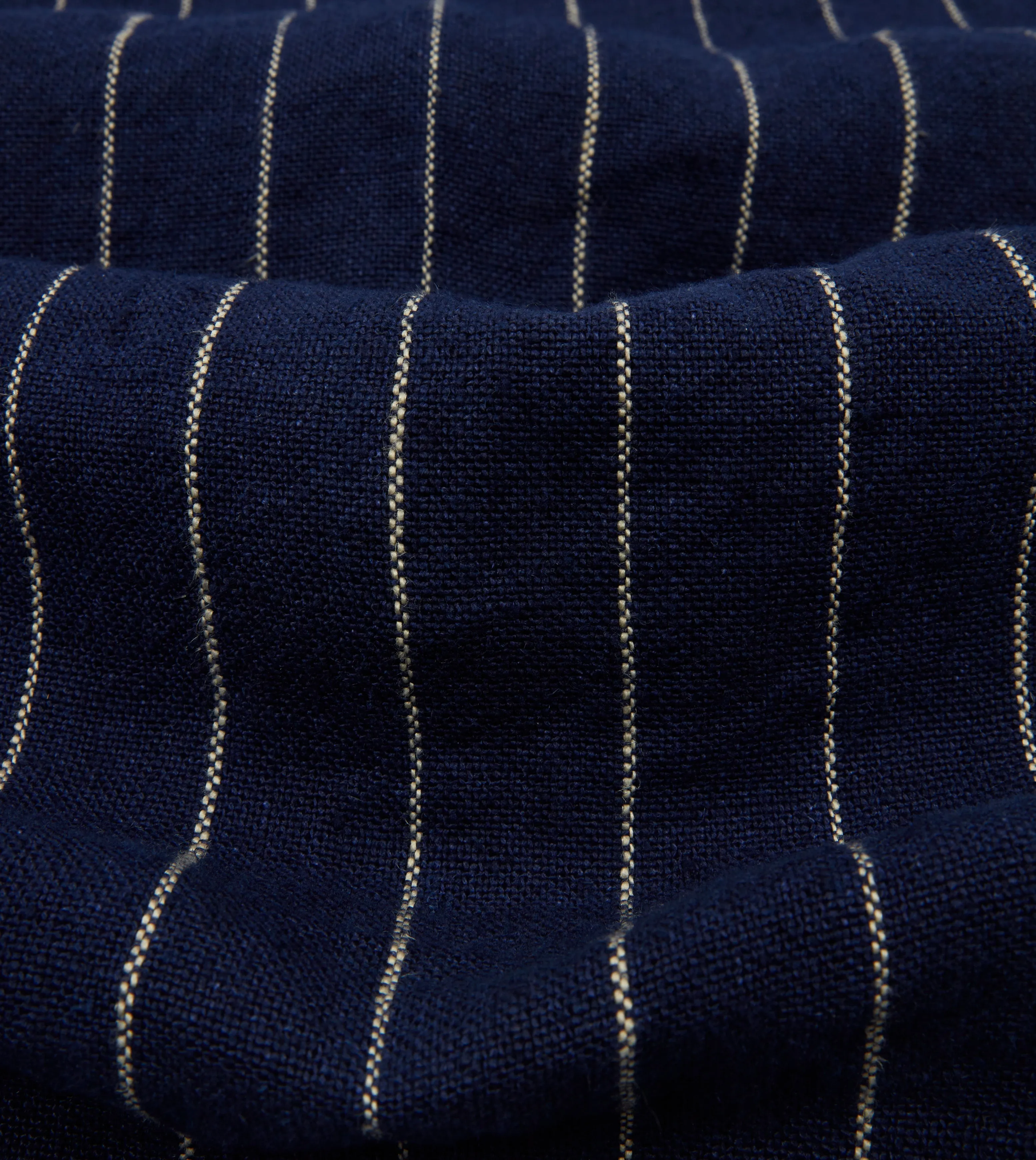 Navy Pinstripe Heavy Linen Five-Pocket Chore Jacket