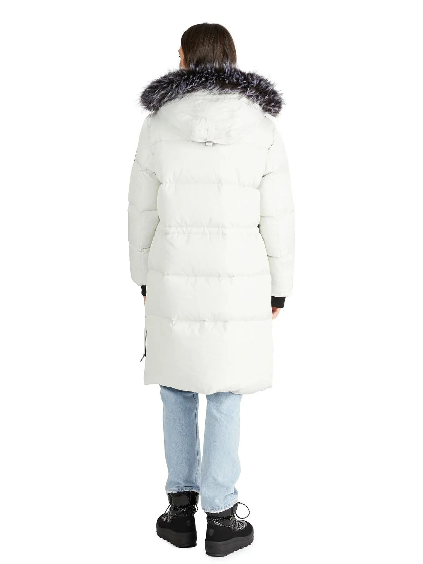 Pajar Womens Reyna Long Puffer with Faux Fur Trim - SILVER