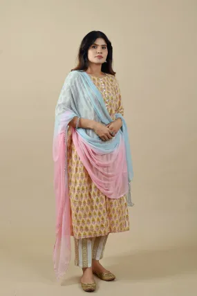 Panchmi Handblock mulmul Suit Set