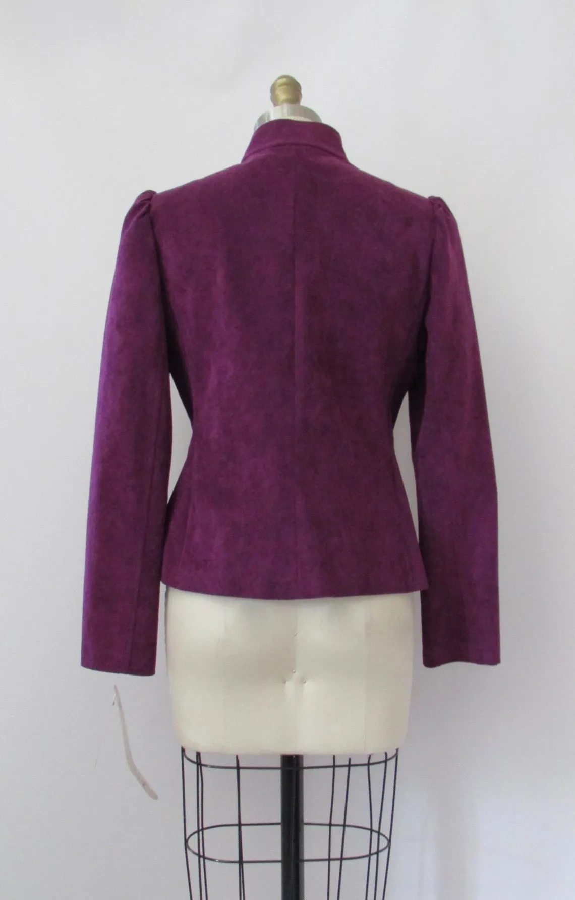 PLUM PRETTY Jane Andre 80s 2 Piece Jacket & Skirt Ultrasuede Suit, Size Small