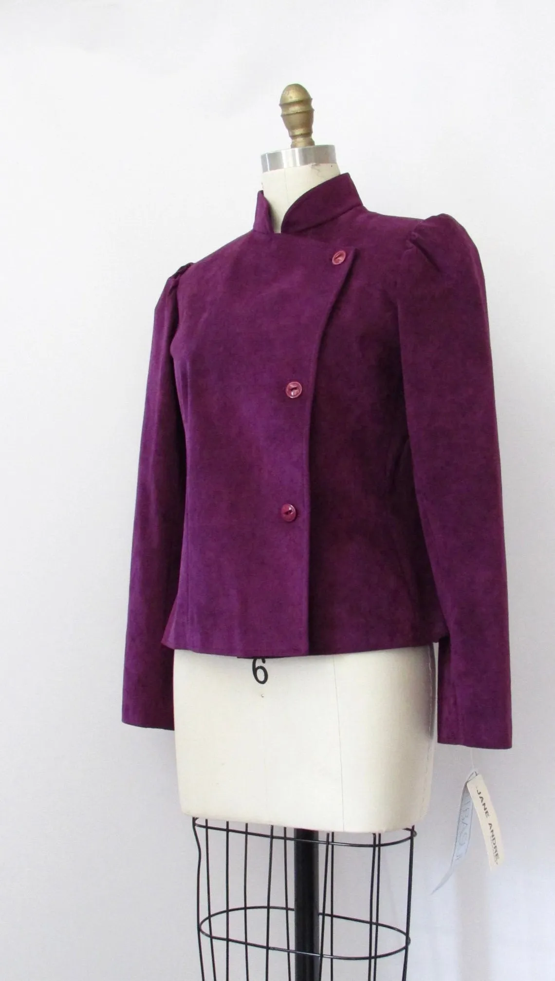 PLUM PRETTY Jane Andre 80s 2 Piece Jacket & Skirt Ultrasuede Suit, Size Small