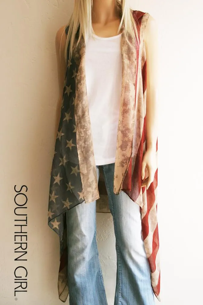 "Hey Y'All" Vintage American Flag Vest