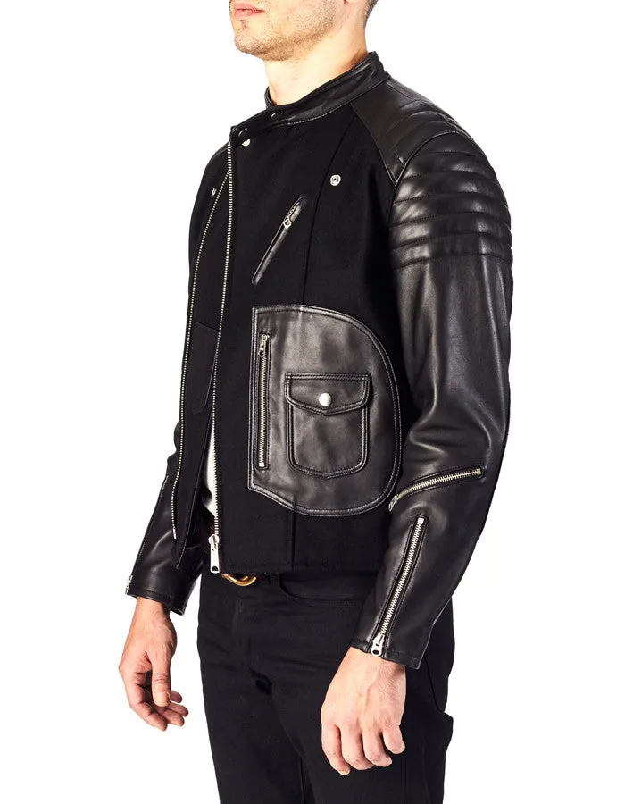 RACER - Leather & Wool Biker Jacket