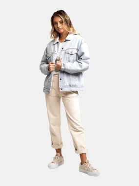 Rhythm Sherpa Lined BF Denim Jacket - Light Wash