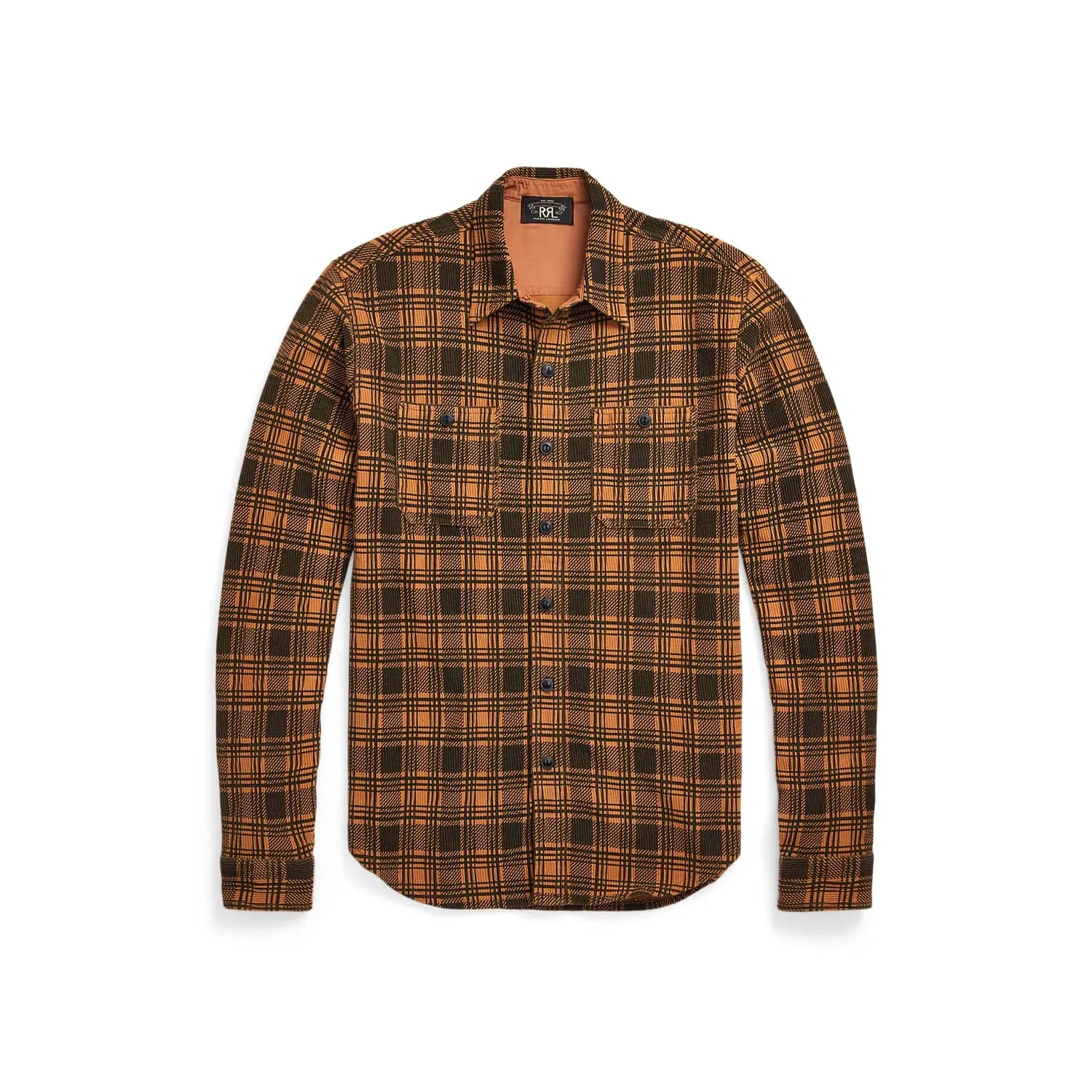 Gold and Black Checked Jersey Workshirt by RRL - Final Sale