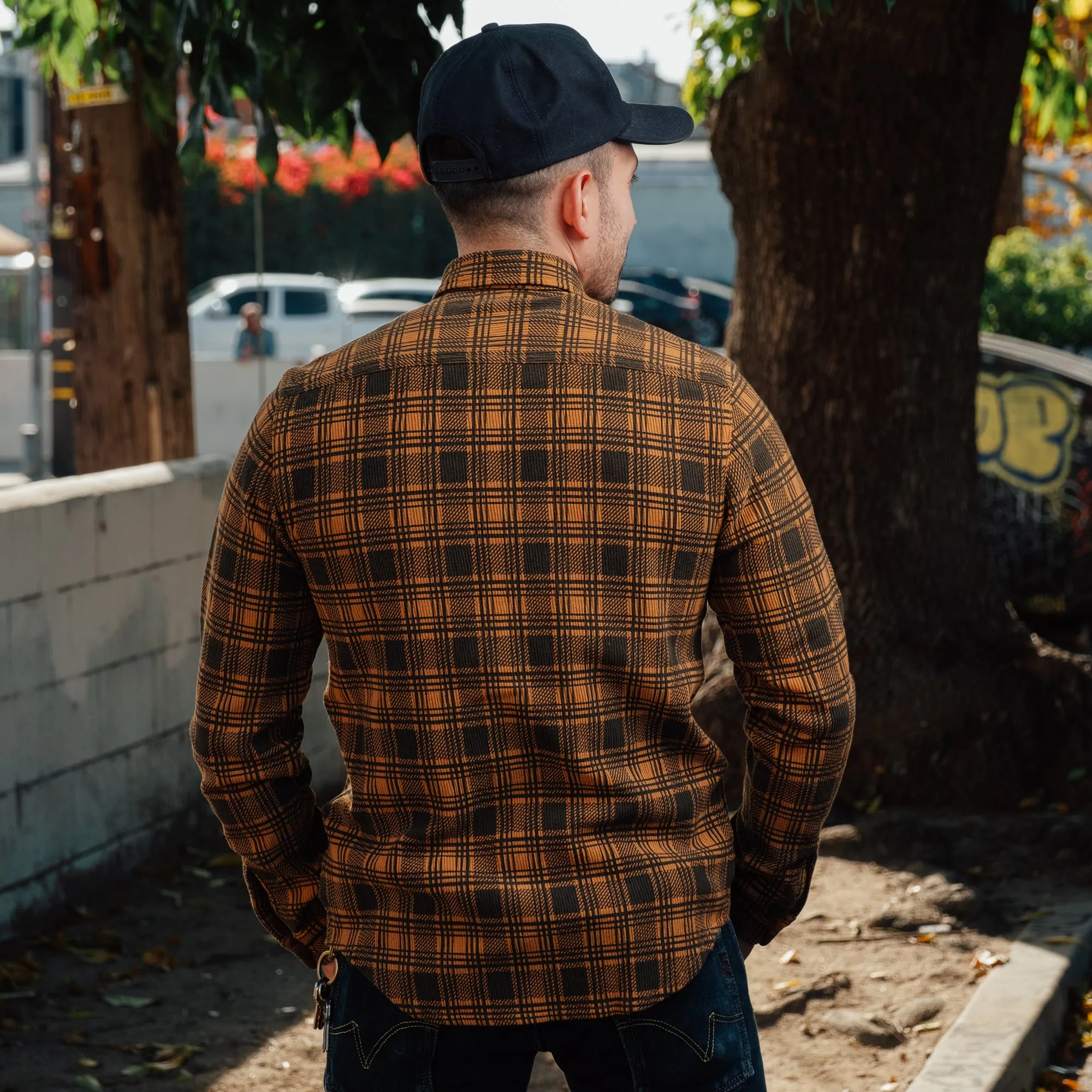 Gold and Black Checked Jersey Workshirt by RRL - Final Sale