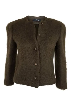 SALVATORE FERRAGAMO Moss Green Wool Short Jacket (S)