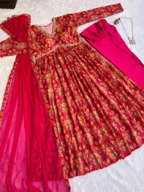 Summer Special Aliya Cut Cotton Anarkali Dupatta Set