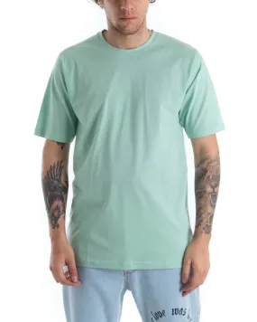 T-shirt Uomo Basic Tinta Unita Verde Acqua Girocollo Manica Corta Casual Spacchi GIOSAL-TS2931A