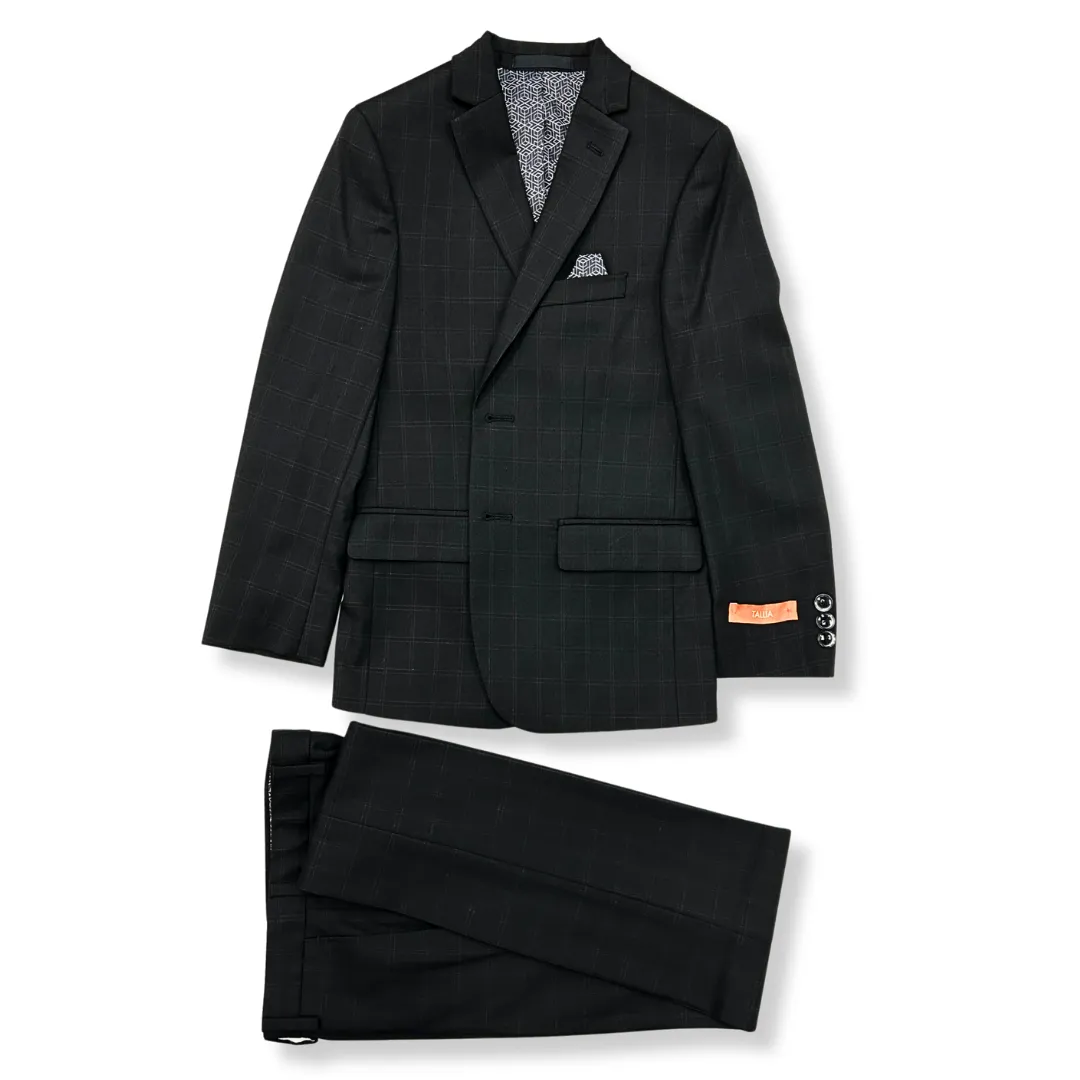 Tallia Boys Skinny Black Window Pane Suit_ CZ0061