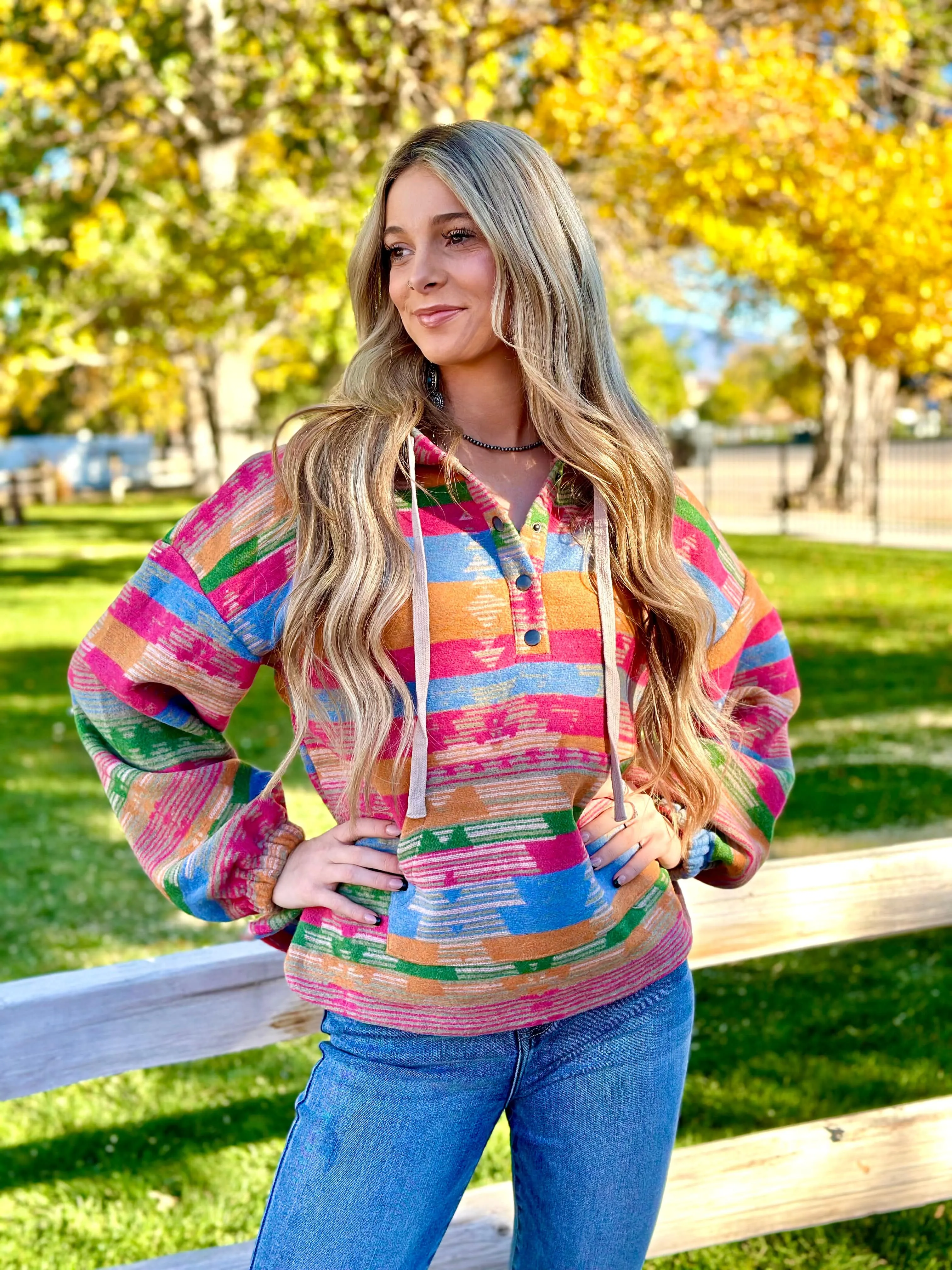 The Cotton Candy Pink Aztec Pullover Jacket