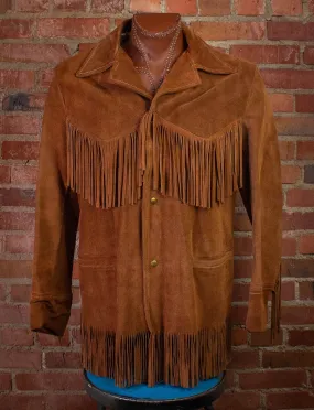 Vintage Deer Wear Suede Fringe Jacket 70s Brown Large