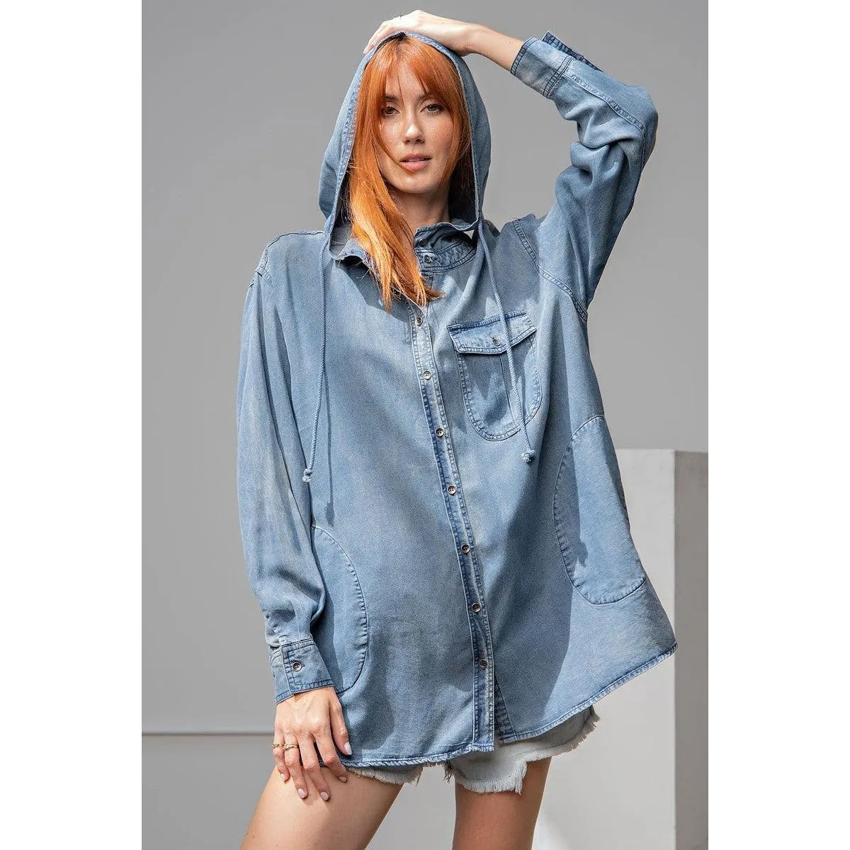 Washed Denim Shirt Jacket