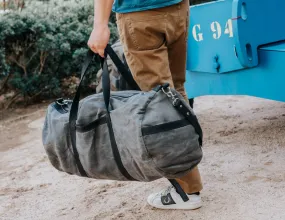 Waxed Canvas Duffel Bag with Leather Shoulder Strap