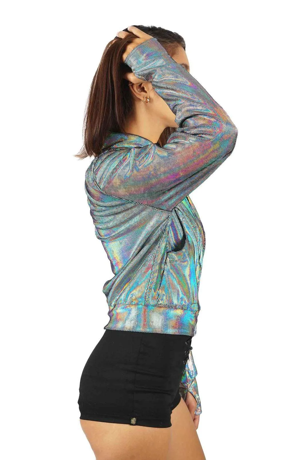 Womens Silver Bomber Jacket