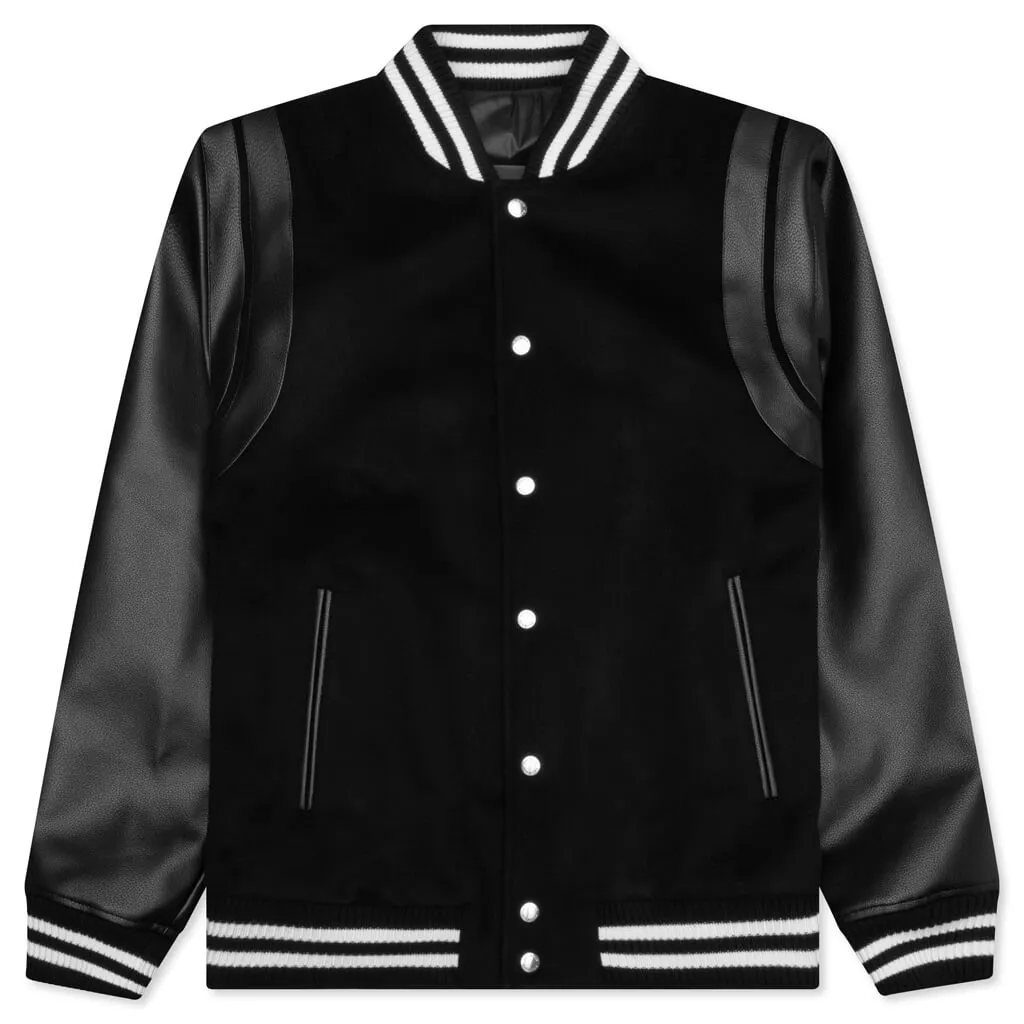 Wool & Leather Teddy Jacket - Black